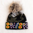 Load image into Gallery viewer, P.A Co. - Camo w/Floral Cuff Pom Hat