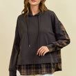 Load image into Gallery viewer, French Terry & Flannel Plaid Pullover Hoodie