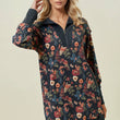 Load image into Gallery viewer, Floral Half Zip Up Sweater Dress