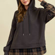 Load image into Gallery viewer, French Terry & Flannel Plaid Pullover Hoodie