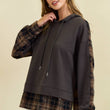 Load image into Gallery viewer, French Terry & Flannel Plaid Pullover Hoodie