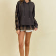Load image into Gallery viewer, French Terry & Flannel Plaid Pullover Hoodie