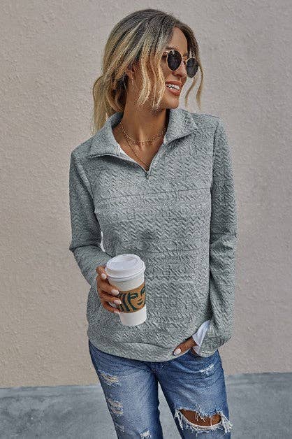 Half Zip Textured Pullover