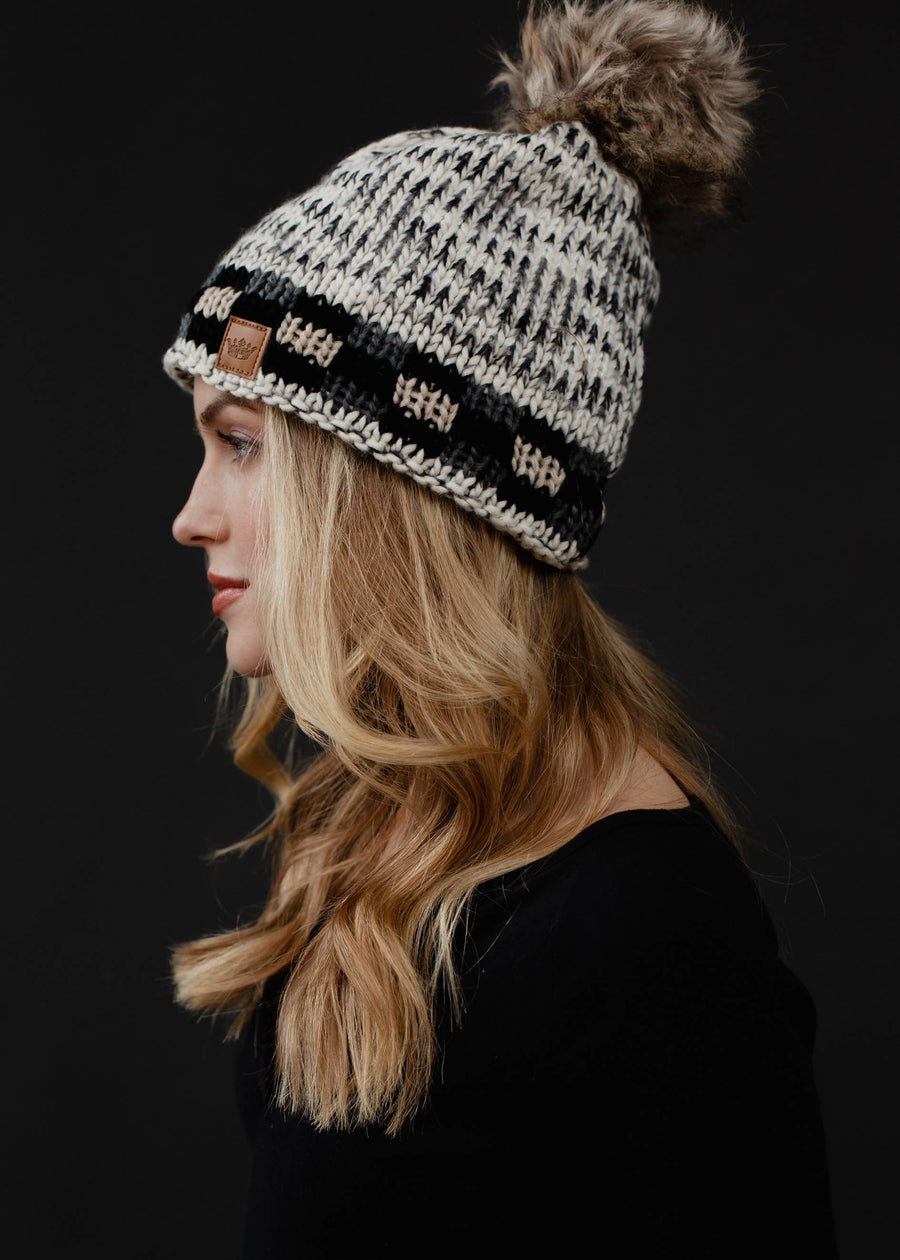 P.A Co. - Pom Hat w/ Plaid Trim