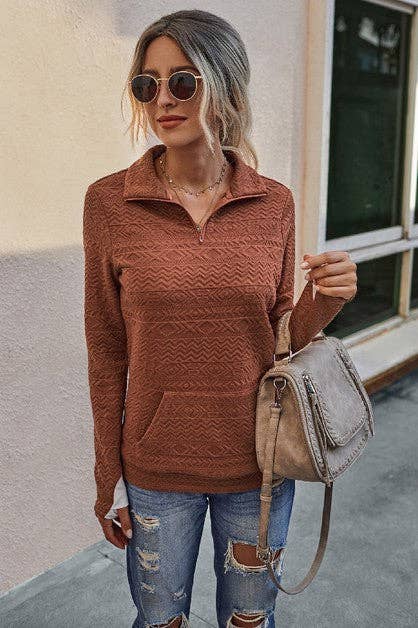 Half Zip Textured Pullover