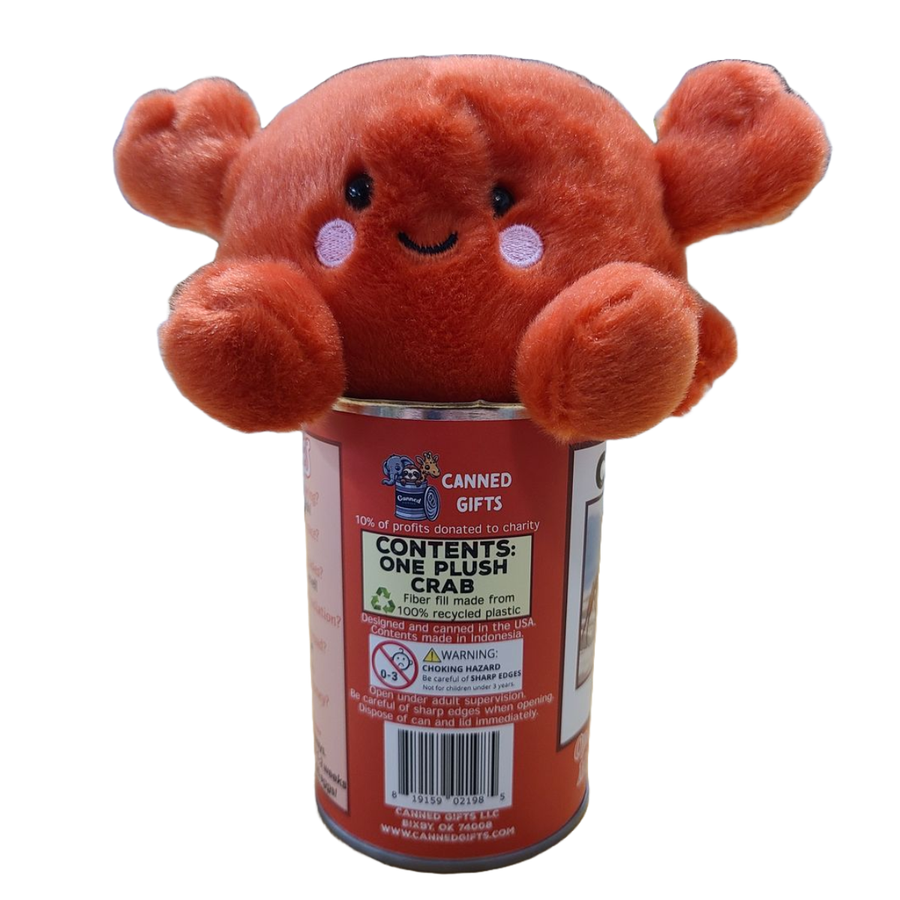 Canned Gifts - Sandy the Canned Crab - Eco-Friendly Plush w/Jokes