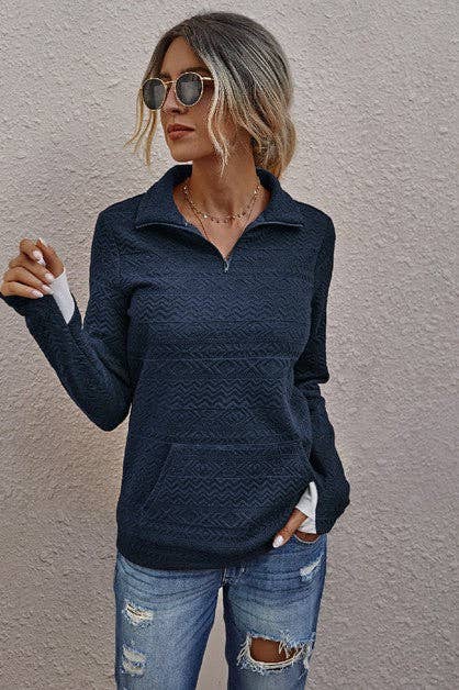 Half Zip Textured Pullover