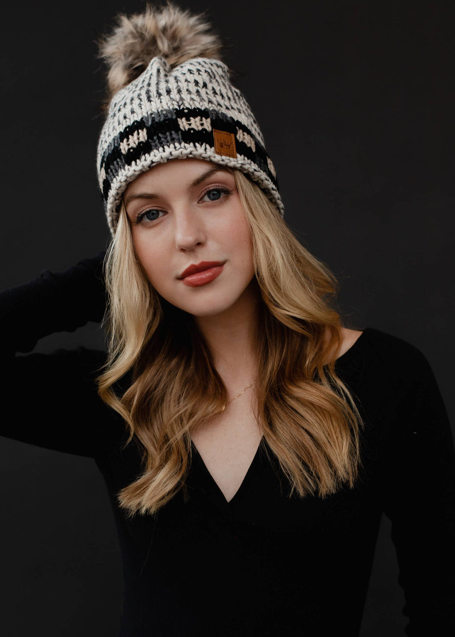 P.A Co. - Pom Hat w/ Plaid Trim