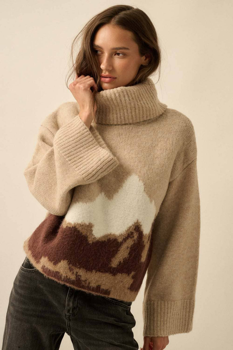 Mountains Jacquard Turtleneck Sweater