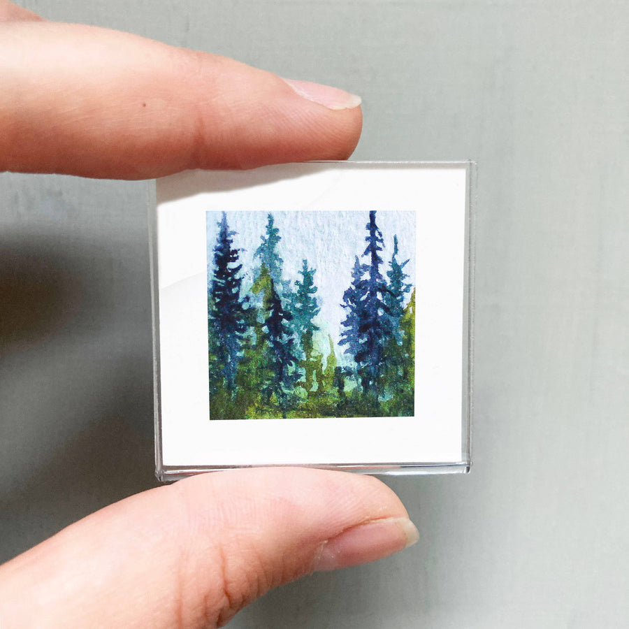 Magnet - 1" Misty Forest Watercolor Print