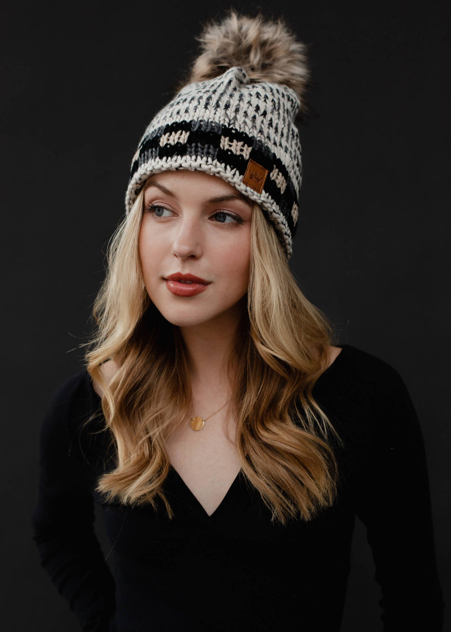 P.A Co. - Pom Hat w/ Plaid Trim