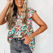 Load image into Gallery viewer, Lovesoft - Abstract Ruffle Sleeve Top
