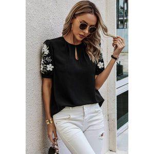Floral Keyhole Neckline Top