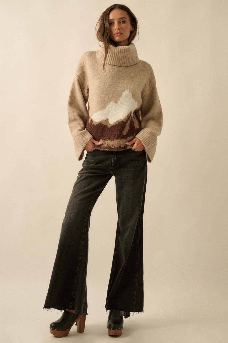Mountains Jacquard Turtleneck Sweater
