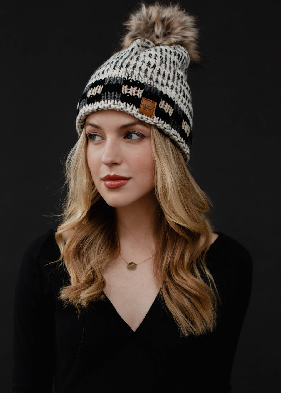 P.A Co. - Pom Hat w/ Plaid Trim