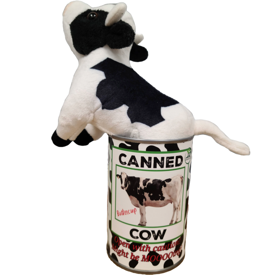 Canned Gifts - Canned Cow | Stuffed Animal Plush w/Funny Jokes | Gift