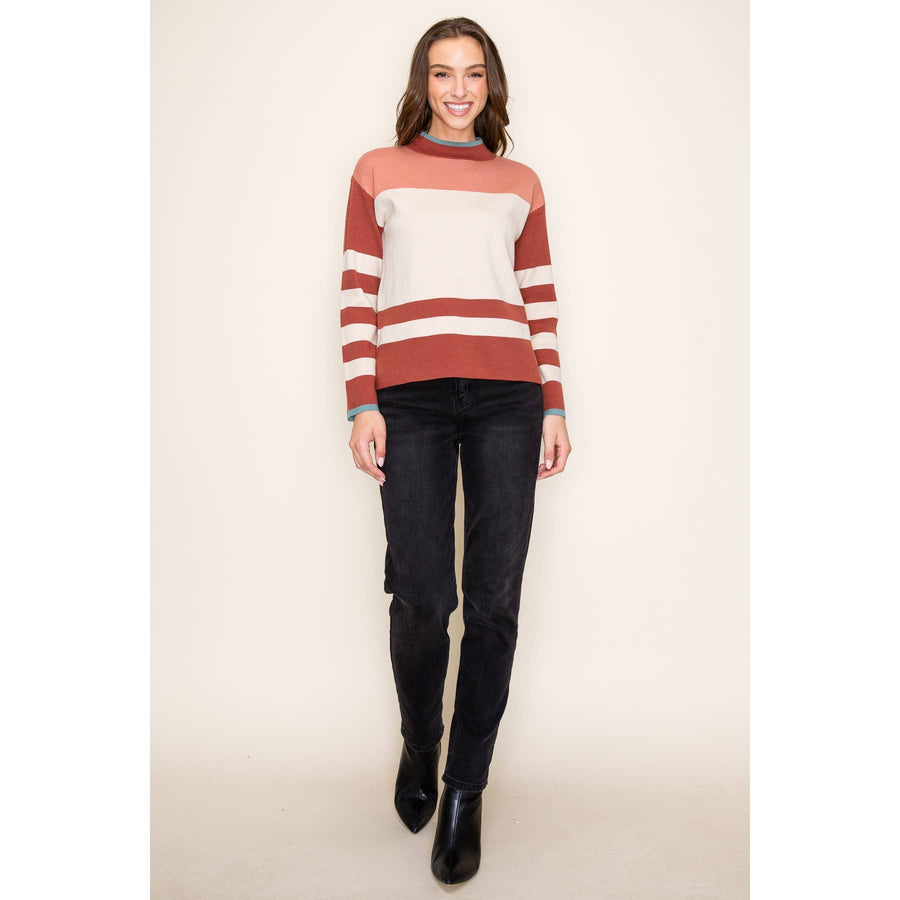 Colorblock Mock Neck