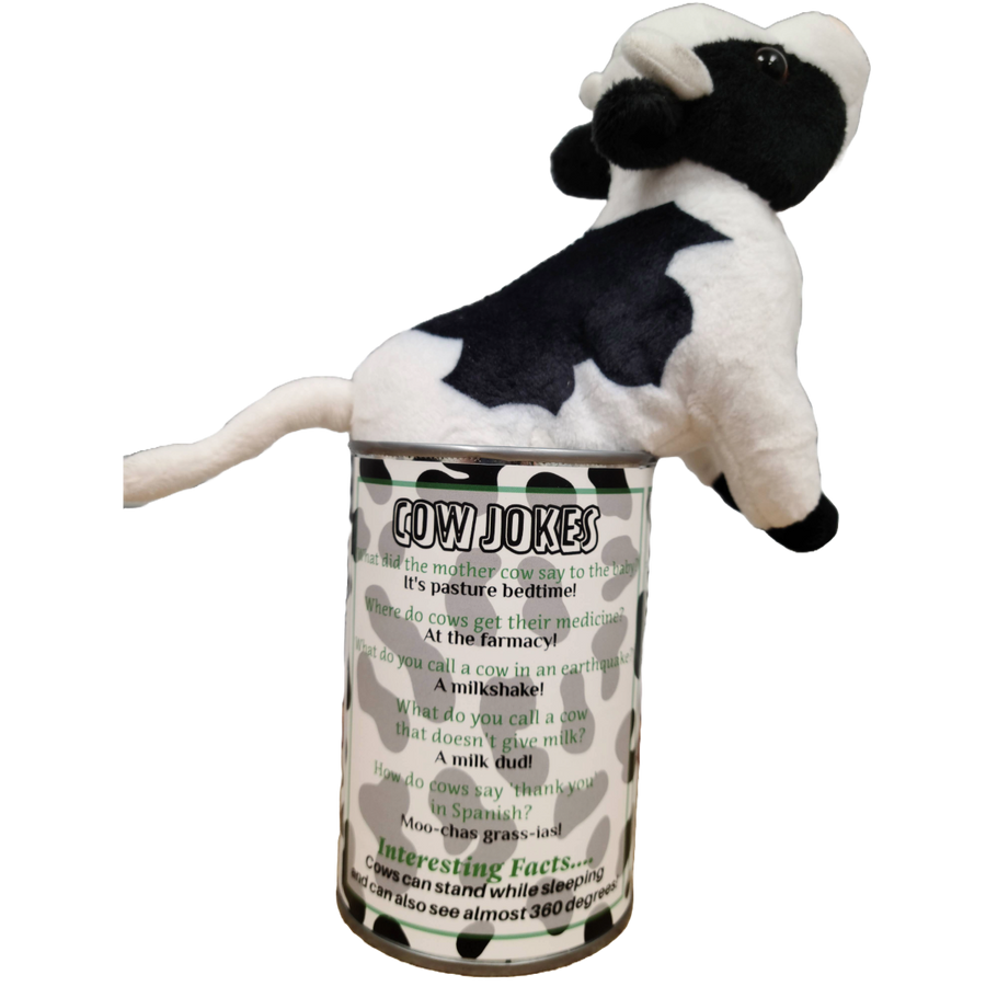 Canned Gifts - Canned Cow | Stuffed Animal Plush w/Funny Jokes | Gift