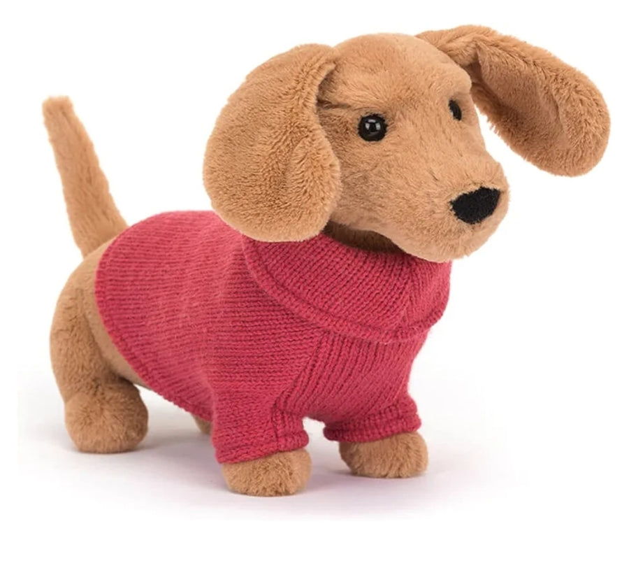 Pink sweater Sausage Dog