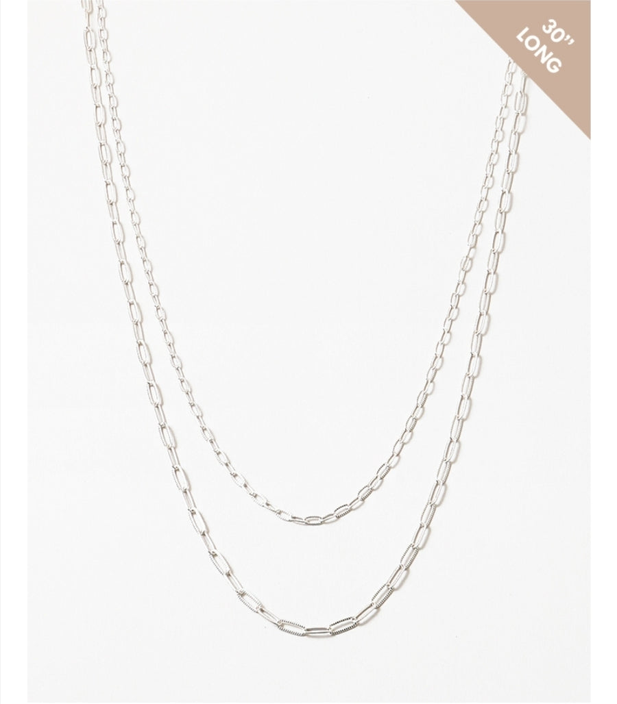 Dbl layer silver Necklace