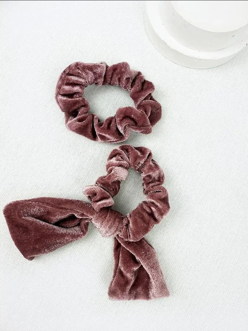 Velvet bow scrunchie set
