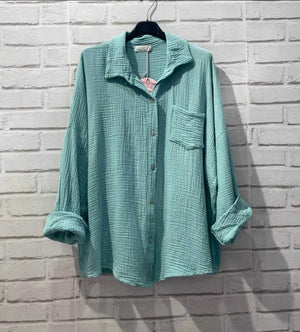 Waffle knit button down