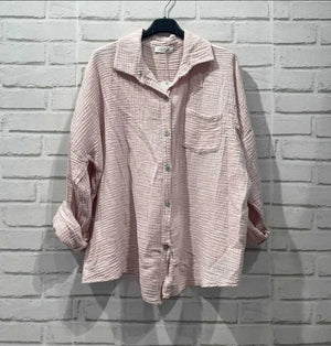 Waffle knit button down