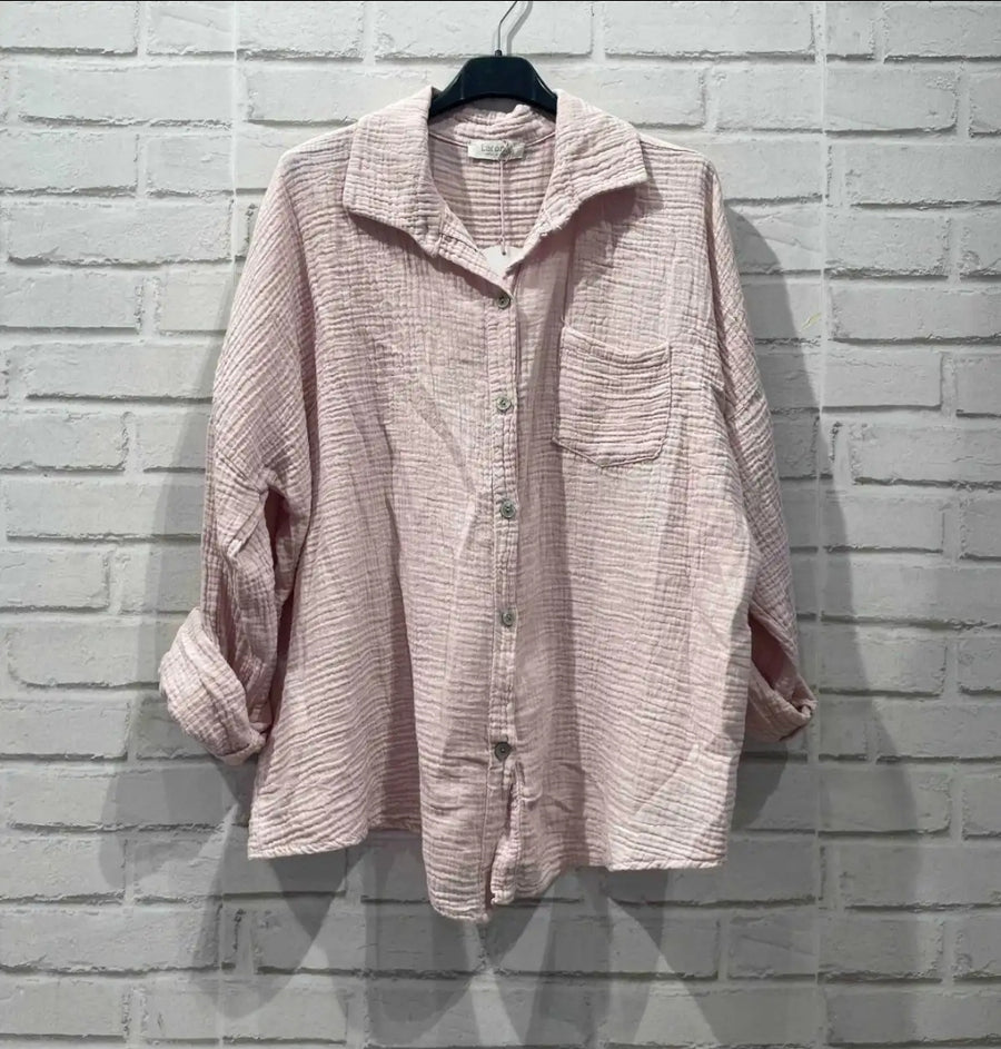 Waffle knit button down