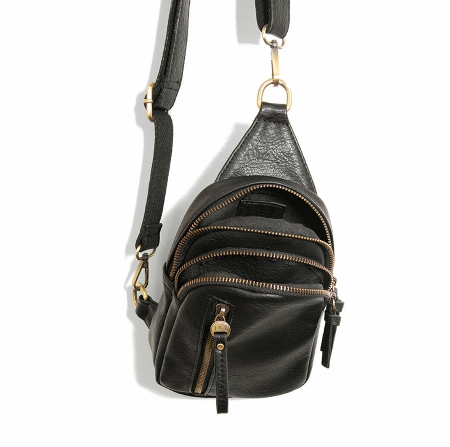 Joy Susan Skyler Vegan Leather Sling Bag - Convertible Crossbody/Shoulder Bag - Brass Hardware