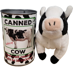 Canned Gifts - Canned Cow | Stuffed Animal Plush w/Funny Jokes | Gift