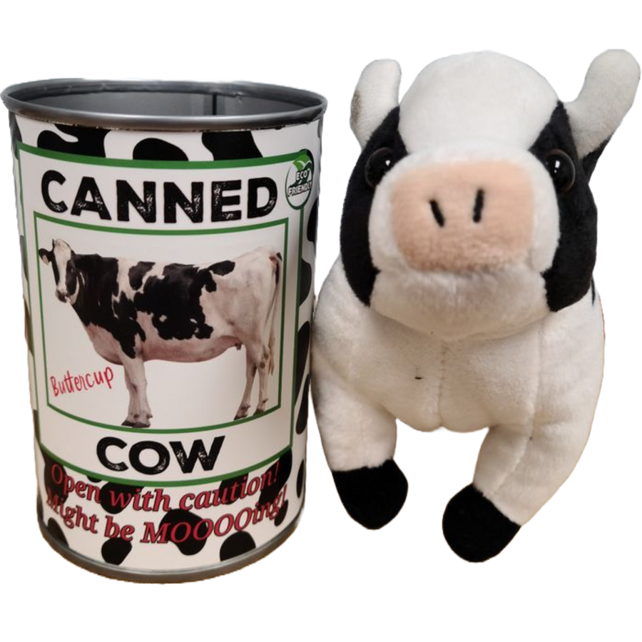 Canned Gifts - Canned Cow | Stuffed Animal Plush w/Funny Jokes | Gift