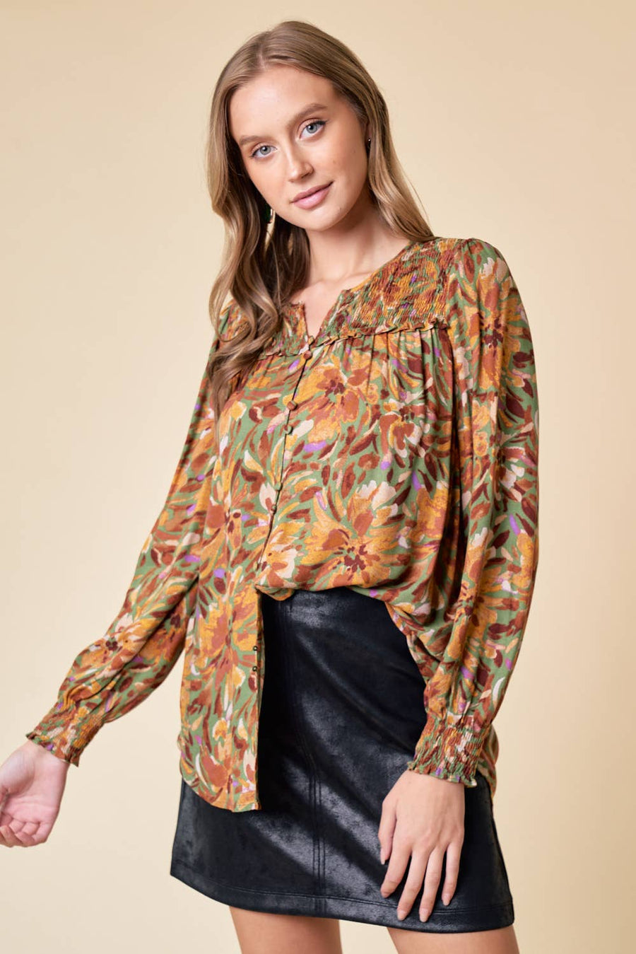 Blouse w/Smocked Detail