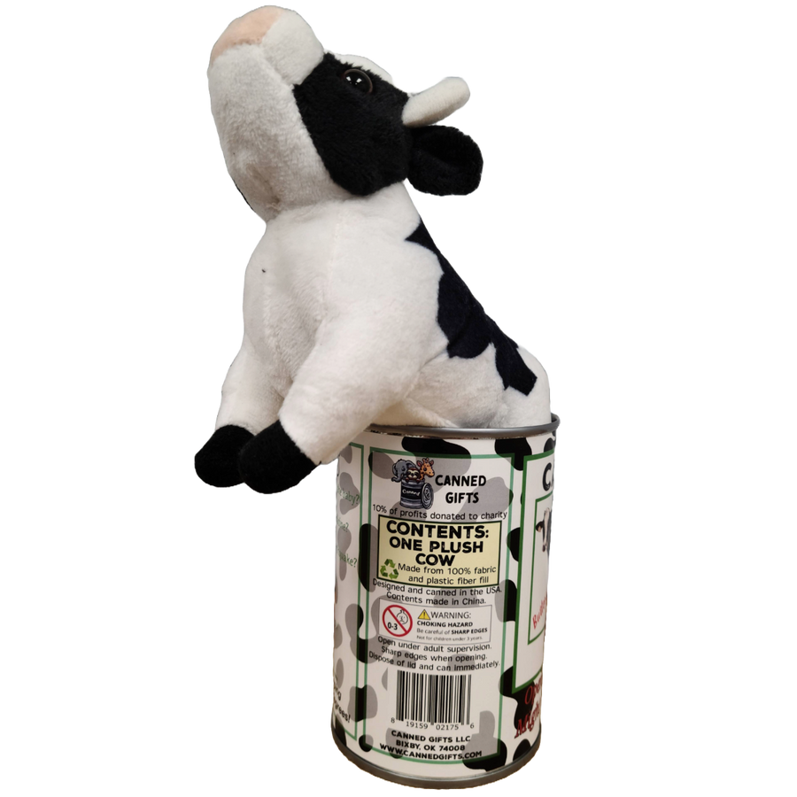 Canned Gifts - Canned Cow | Stuffed Animal Plush w/Funny Jokes | Gift