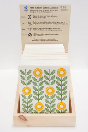 Swedish Dishcloths - Black Flora on White