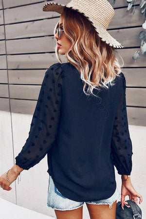 Swiss Dot Lantern sleeve blouse