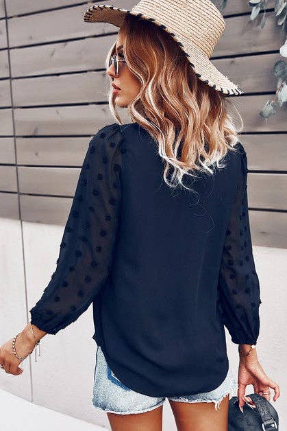 Swiss Dot Lantern sleeve blouse