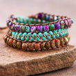 Load image into Gallery viewer, Mia - Leather Cord Wrap Bracelet, Healing Stone Bracelet - 7509
