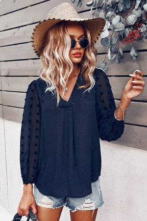 Swiss Dot Lantern sleeve blouse
