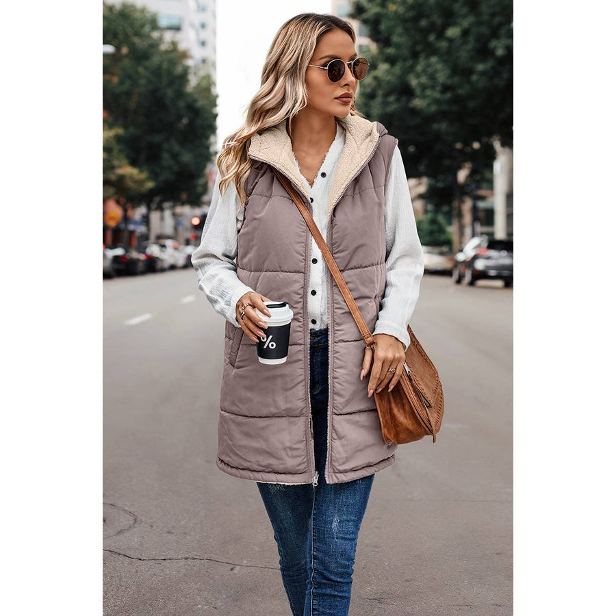 Faux Fur Zipper Front Coat
