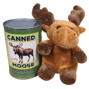 Canned Gifts - Rocky the Canned Moose - Stuffed Animal Plush w/Funny Jokes