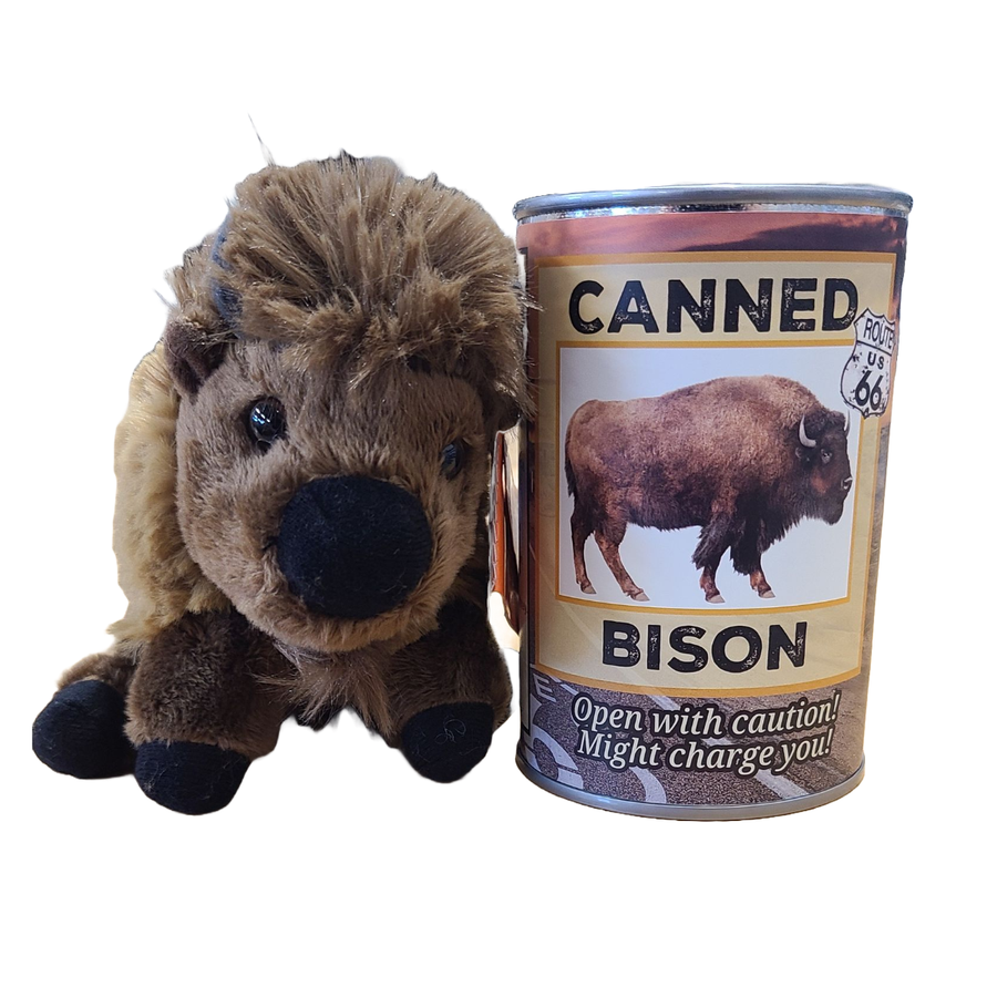 Canned Gifts - Route 66 Canned Bison - Eco-Friendly Recycled Plush Gift