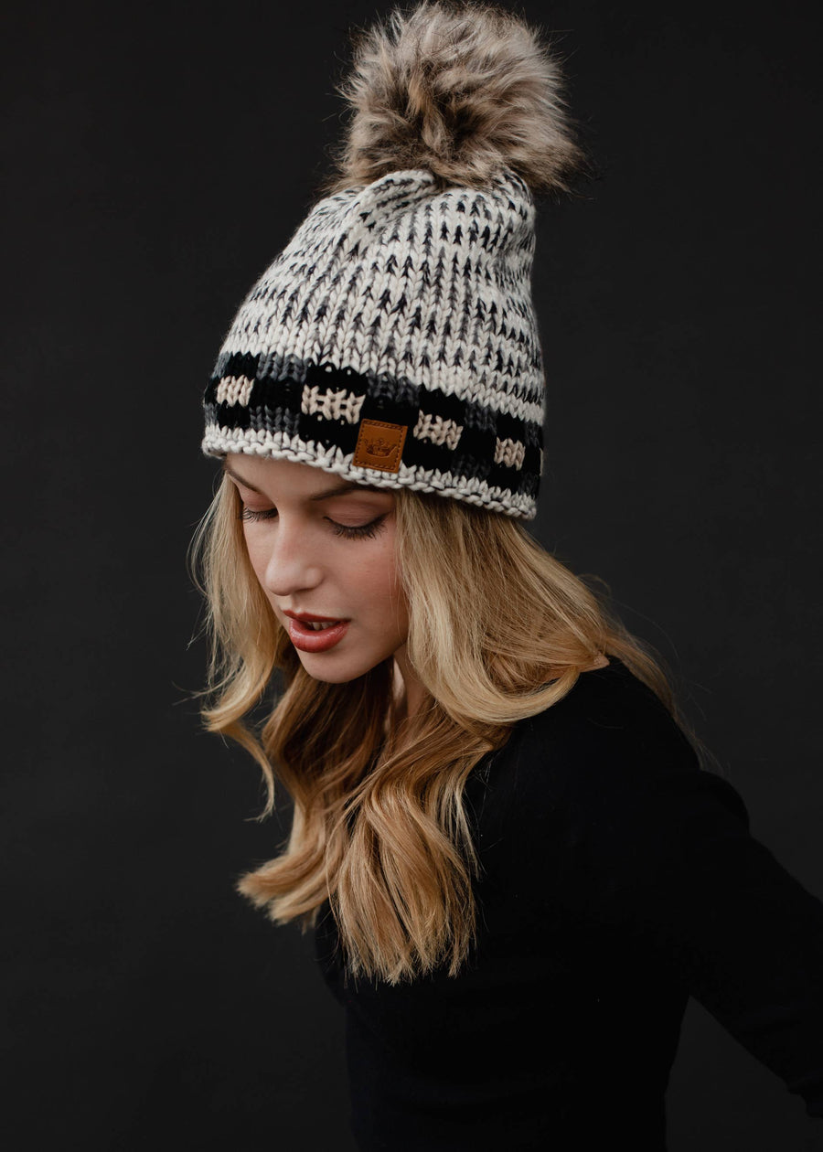 P.A Co. - Pom Hat w/ Plaid Trim