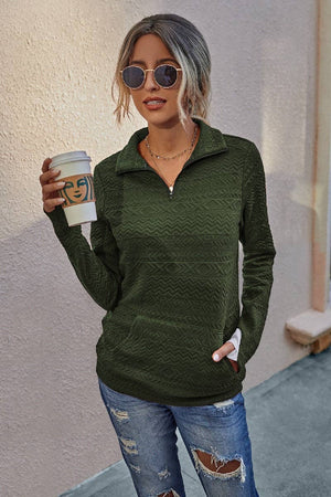 Half Zip Textured Pullover