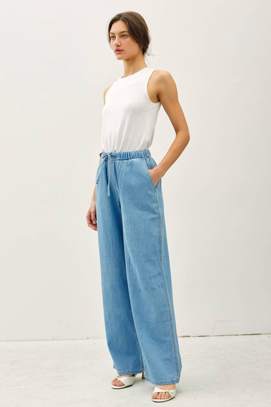 Denim Wide Leg Pants
