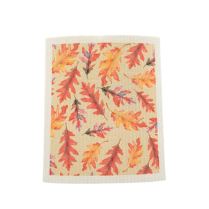 Swedish Dishcloth - Autumn Falling Oak Leaves