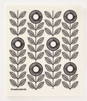 Swedish Dishcloths - Black Sunflowers