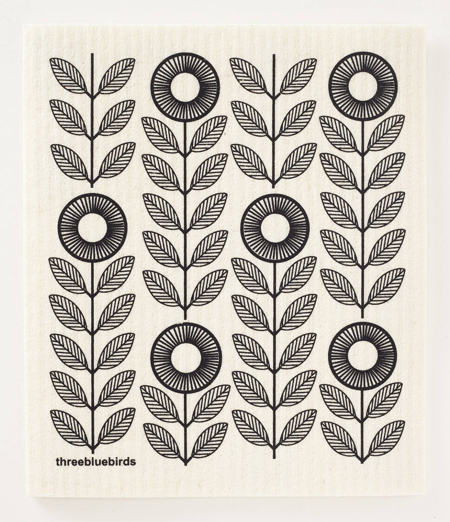 Swedish Dishcloths - Black Sunflowers