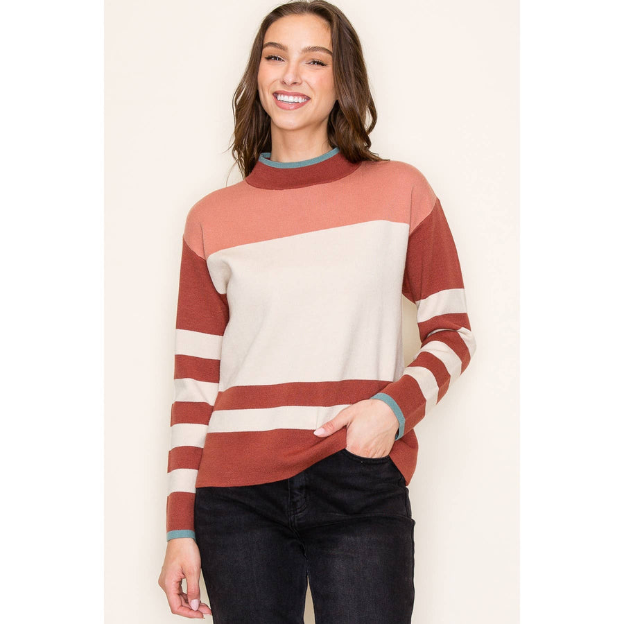 Colorblock Mock Neck