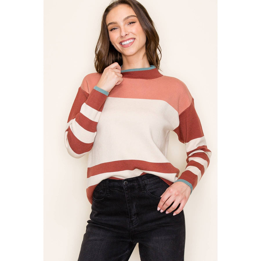 Colorblock Mock Neck